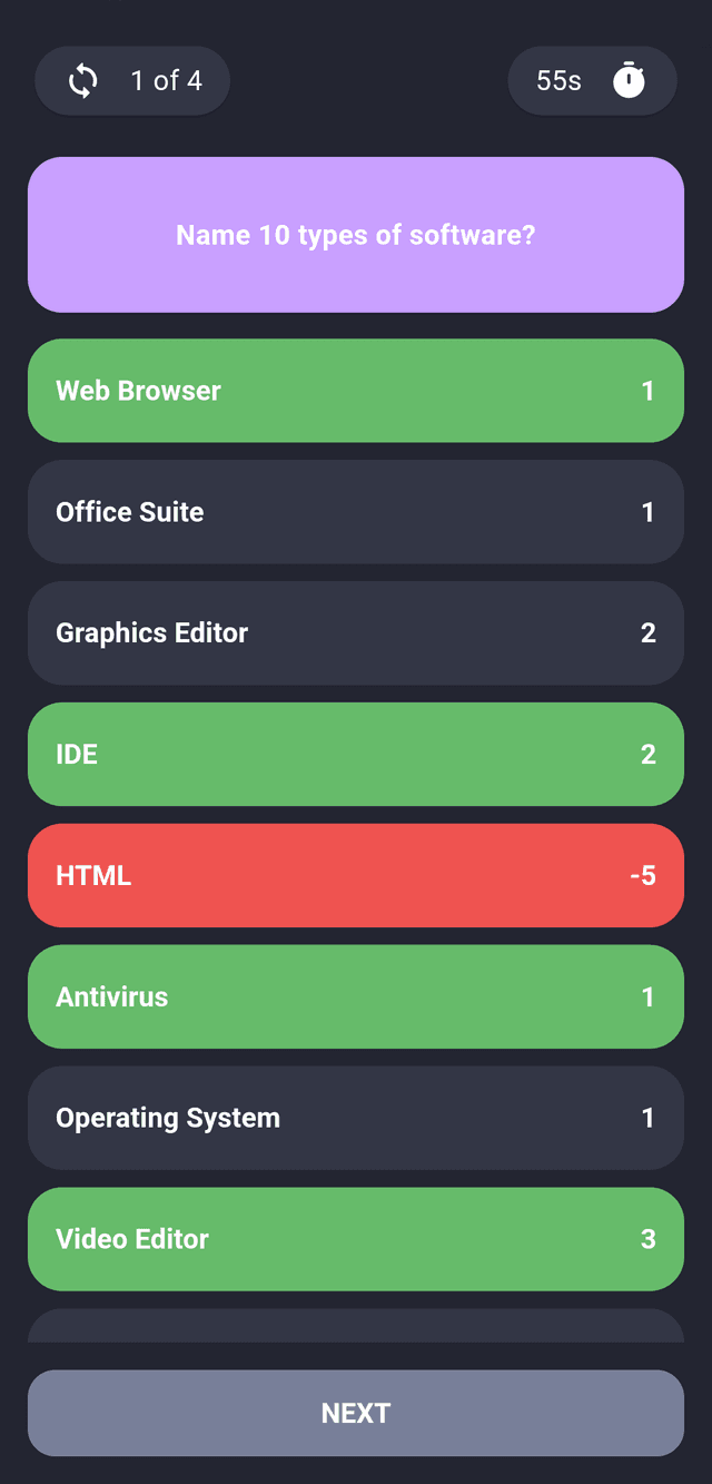 GuessTen app dark theme screenshot